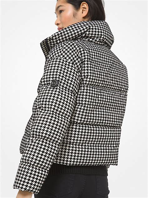 michael kors black houndstooth zip coat|Quilted Houndstooth Nylon Puffer Jacket .